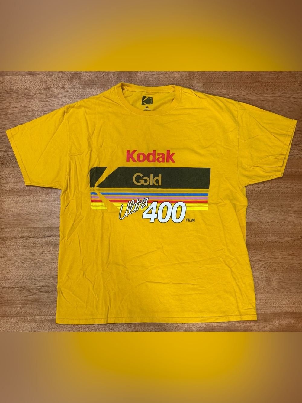 Kodak - Men's Short Sleeve T-Shirt w/ Kodak Gold Ultra 400 Logo| Gold | Size XL